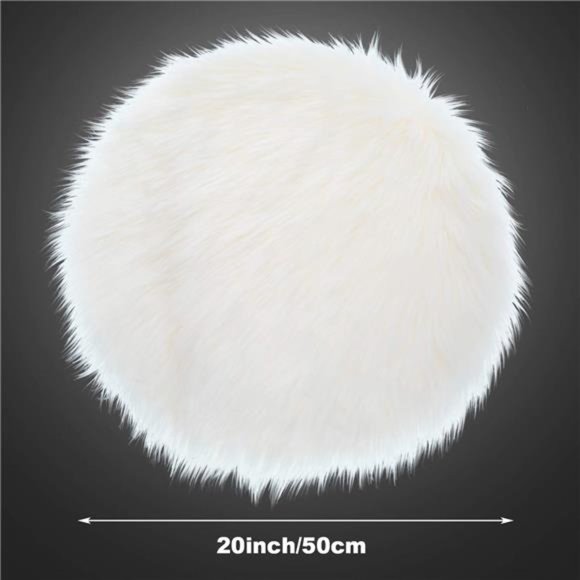 20 x 20 inch Round Fluffy Rug Faux Fur Round Rug Shaggy Floor Area Carpet - Picture 2 of 8